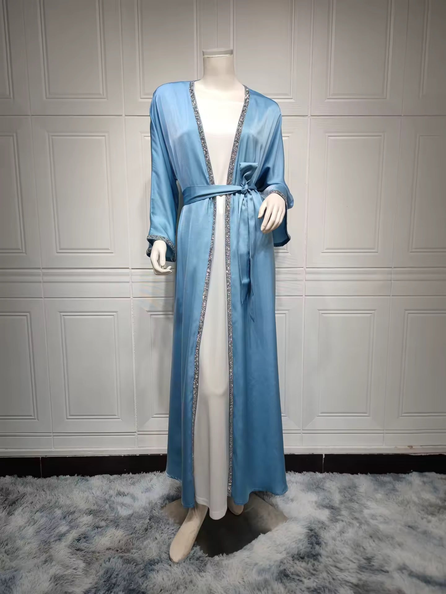 Embellished belted abaya