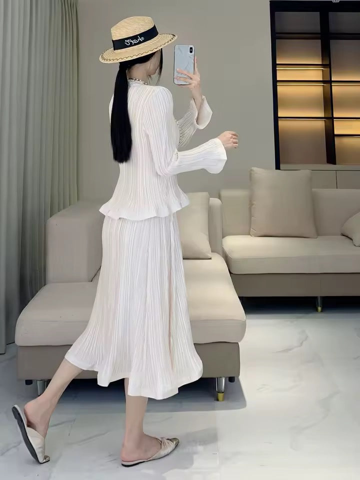 Pleated jacket & dress set