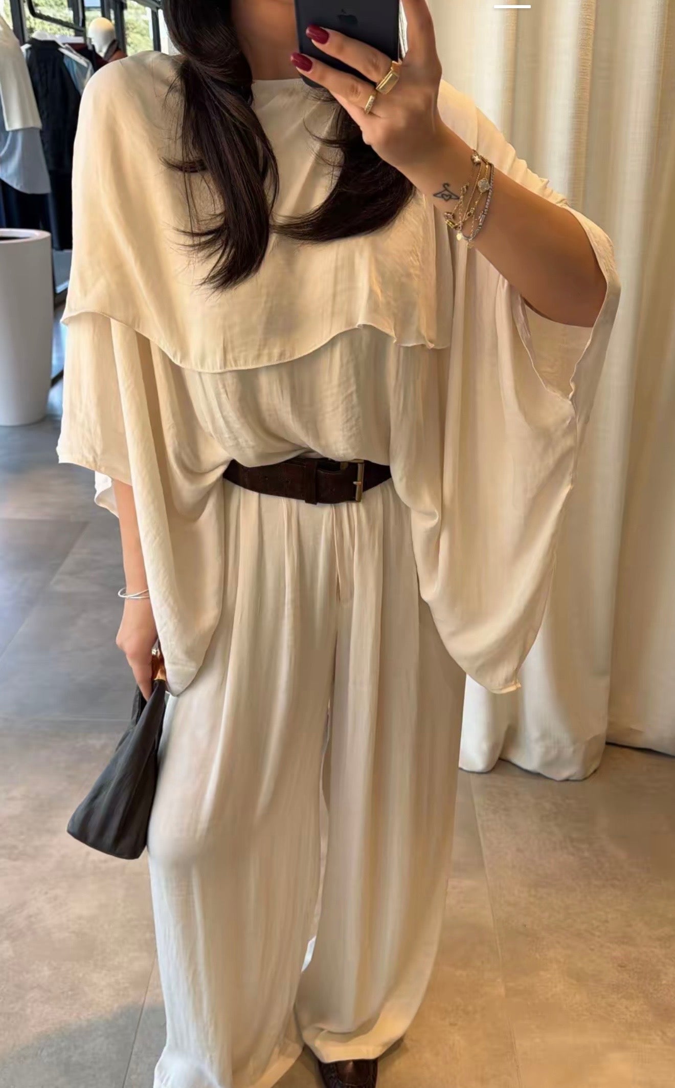 Ruffle blouse and pants set