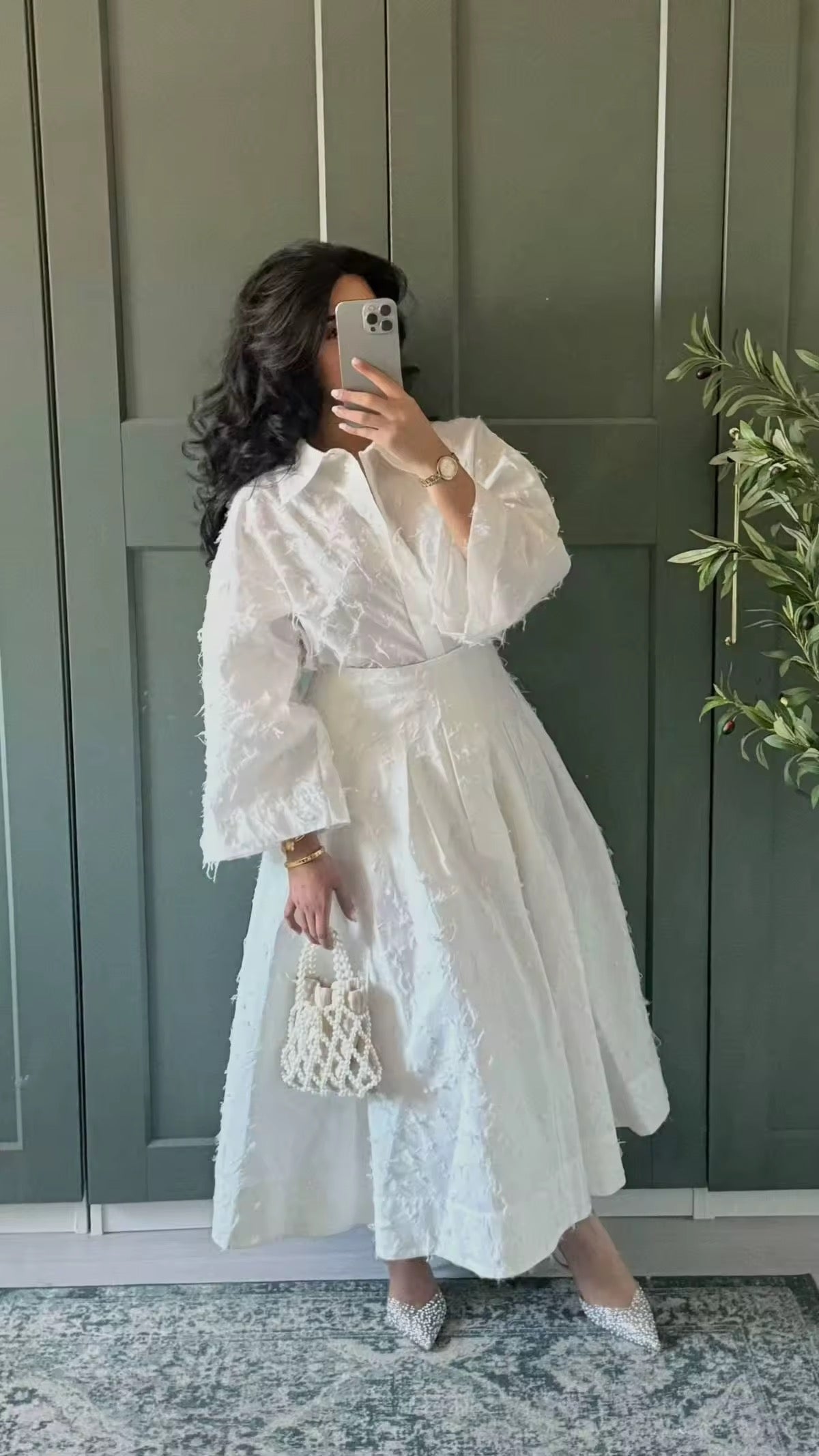 Appliqué blouse & skirt set