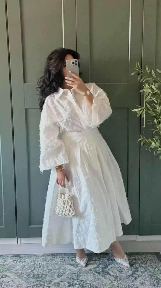 Appliqué blouse & skirt set