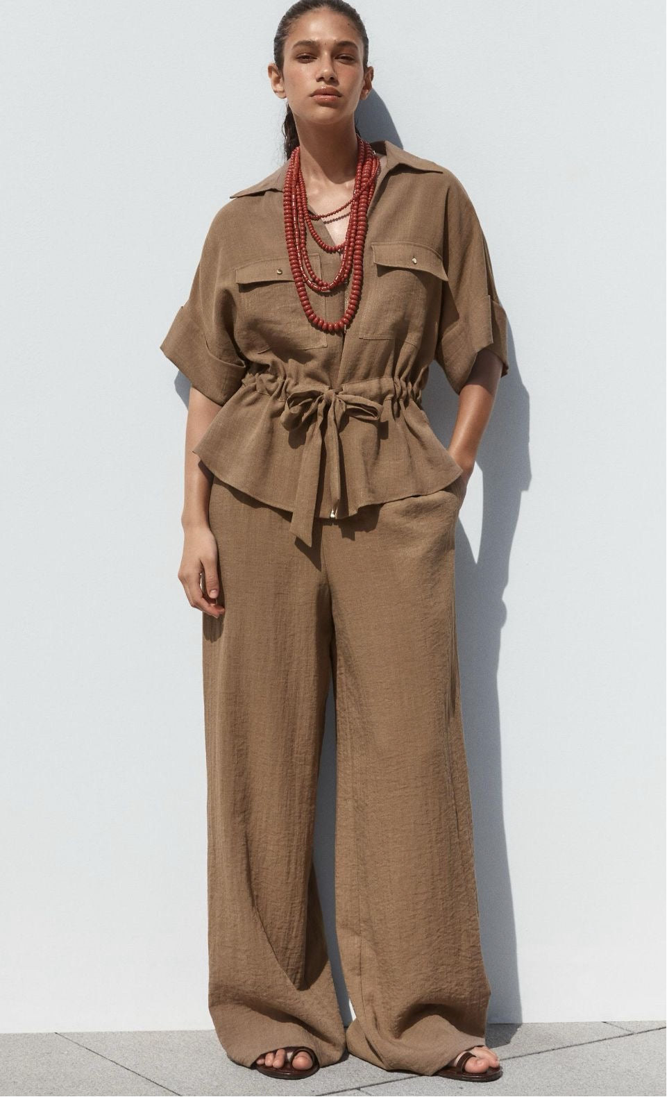 Drawstring waist zip co ord set