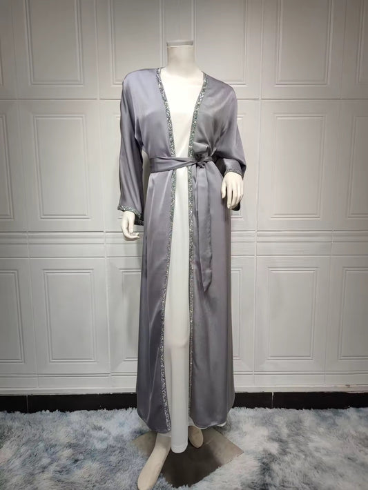 Embellished belted abaya