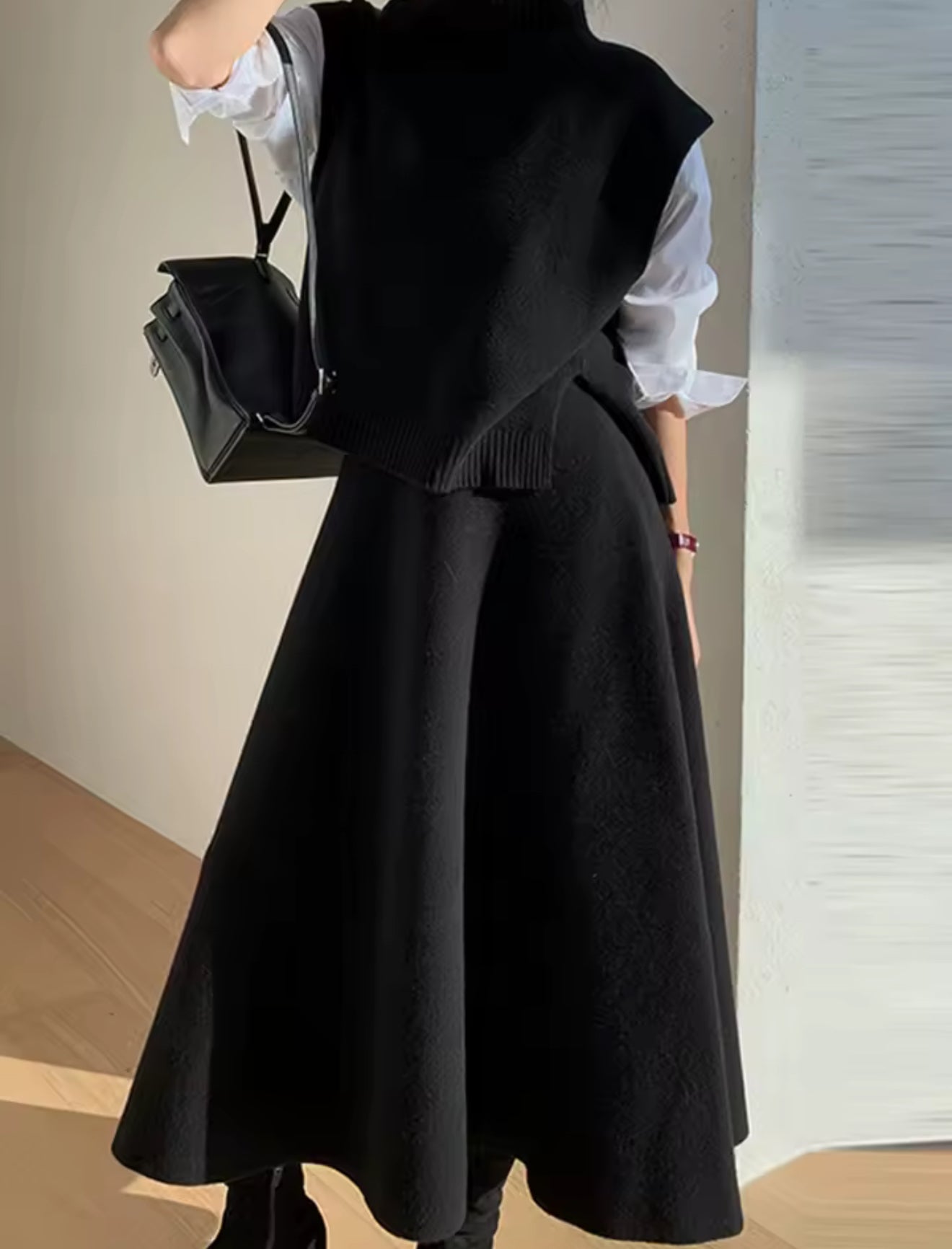 Knit pullover and skirt set