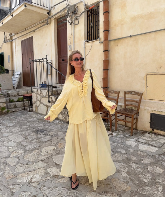 Ruffle blouse and skirt set