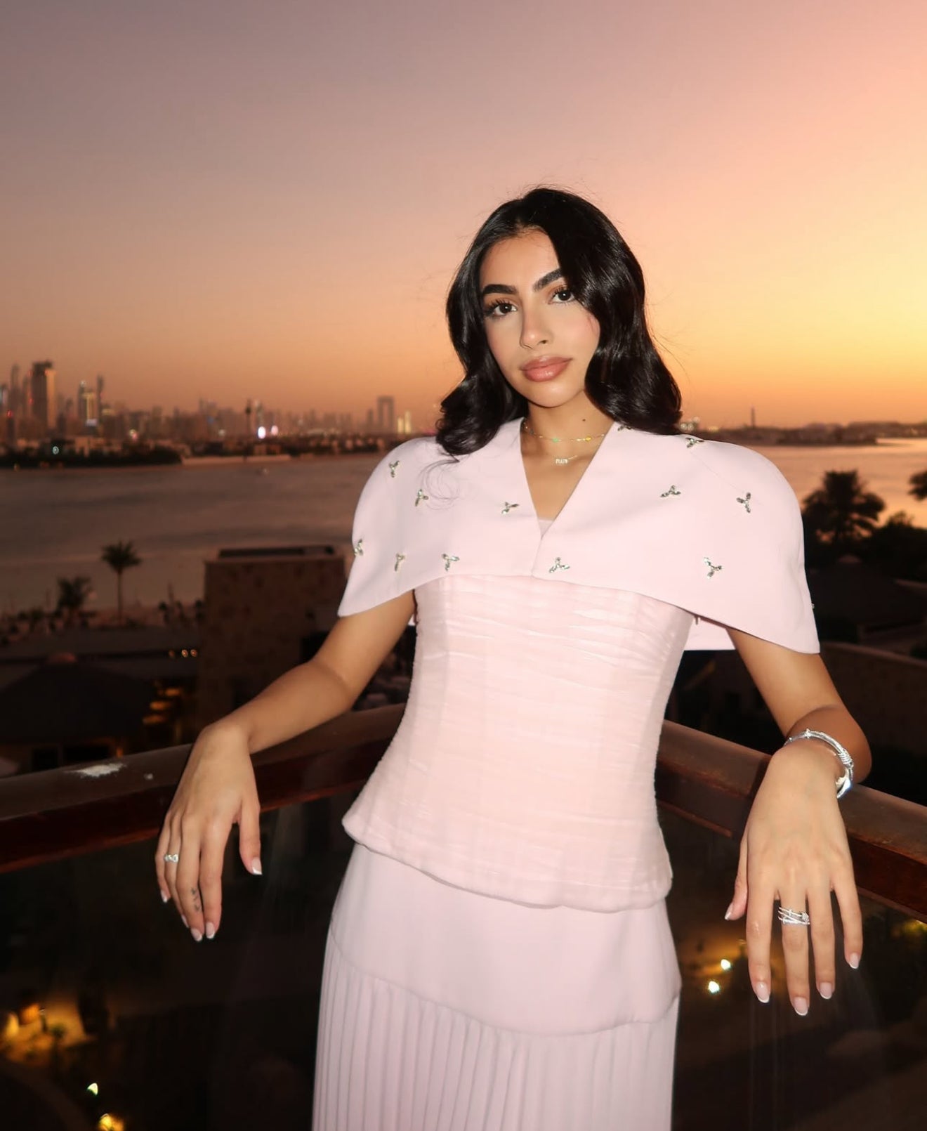 Embellished cape & skirt set