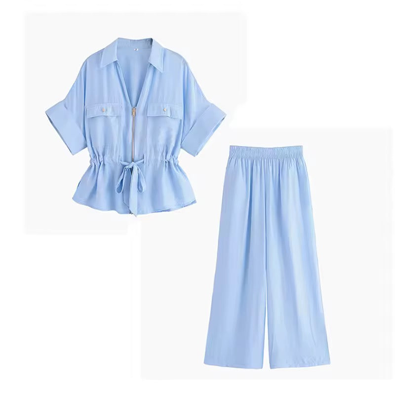 Drawstring waist zip co ord set