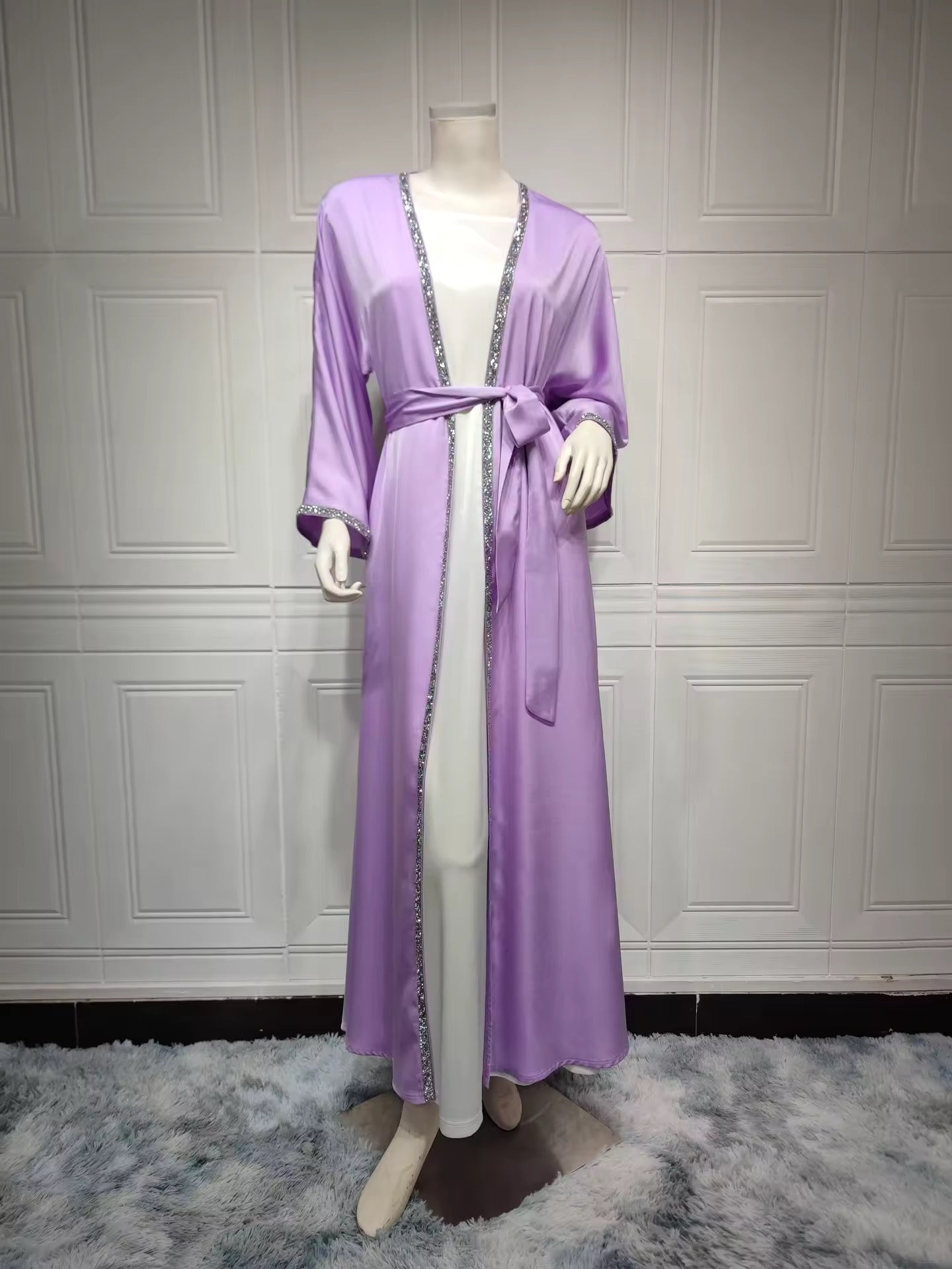 Embellished belted abaya