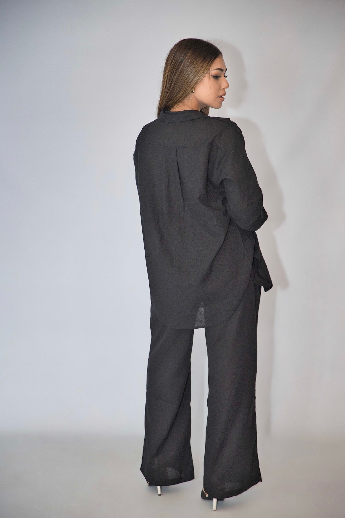 Linen embellished co-ord