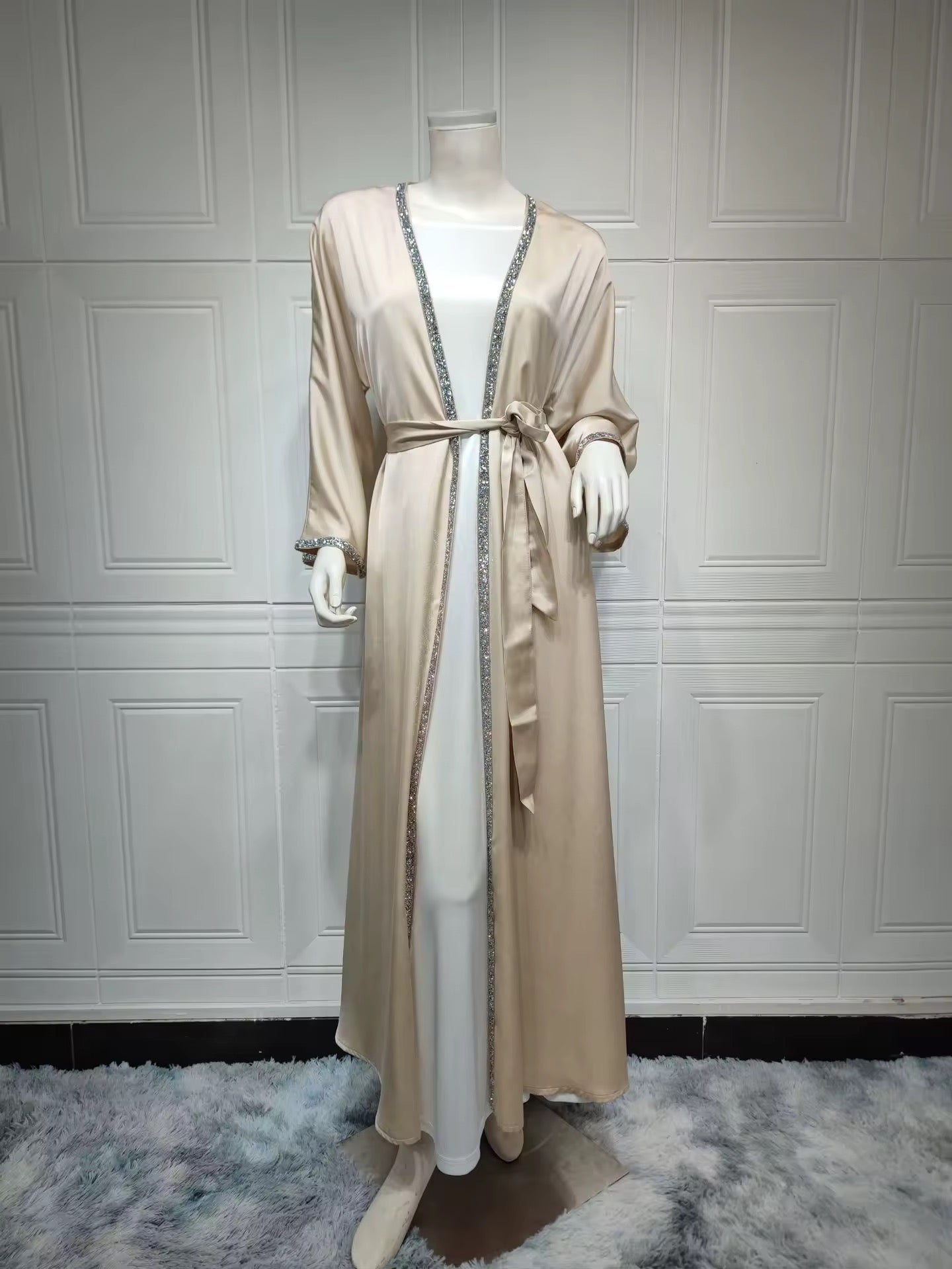 Embellished belted abaya