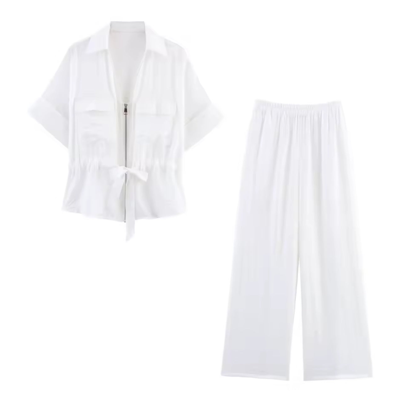 Drawstring waist zip co ord set