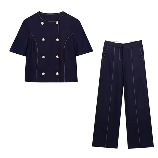 Double breasted top and pants set