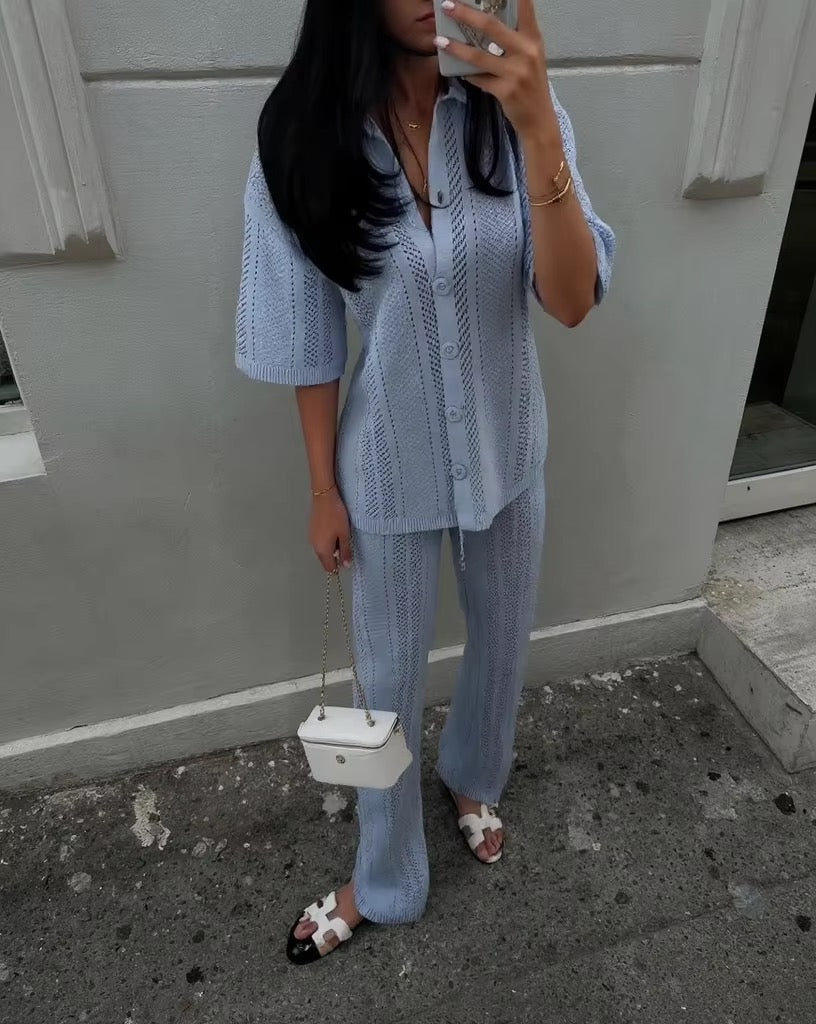 Collared knit set