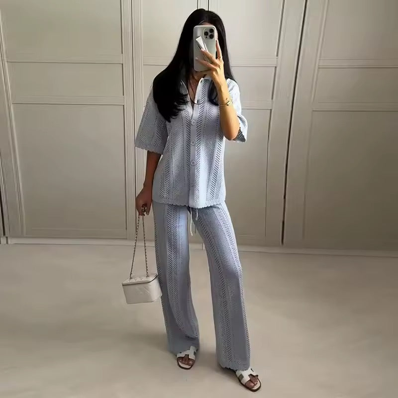 Collared knit set