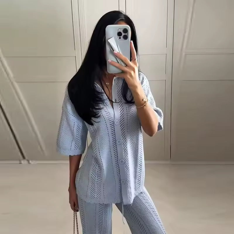 Collared knit set