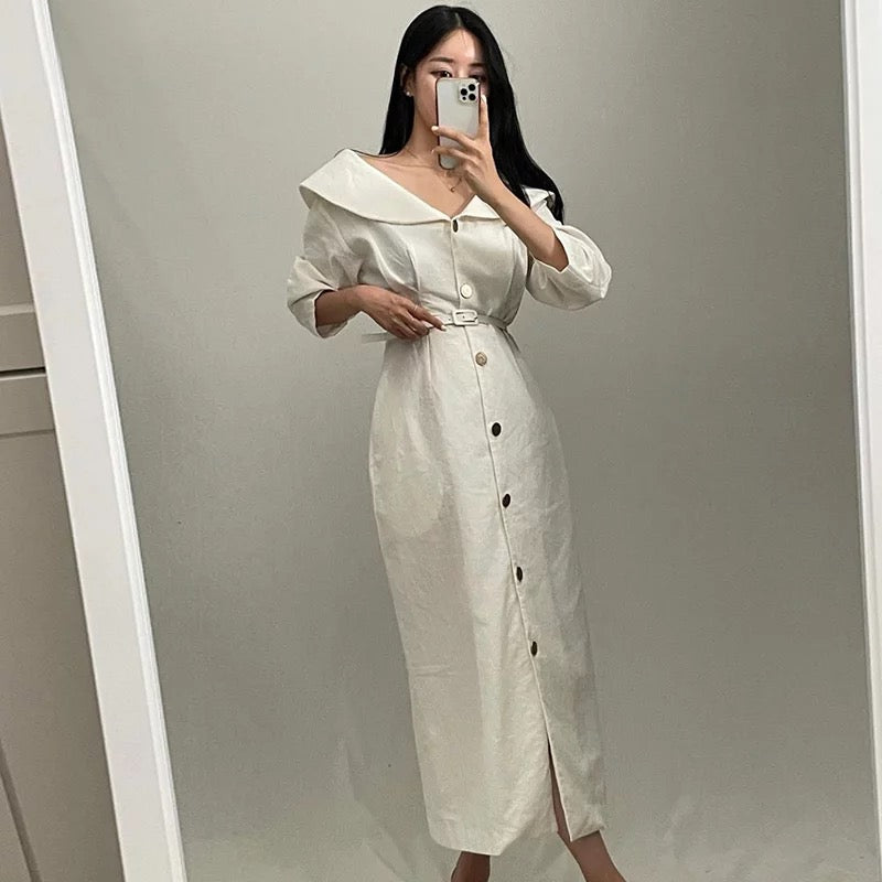 Lapel collar dress