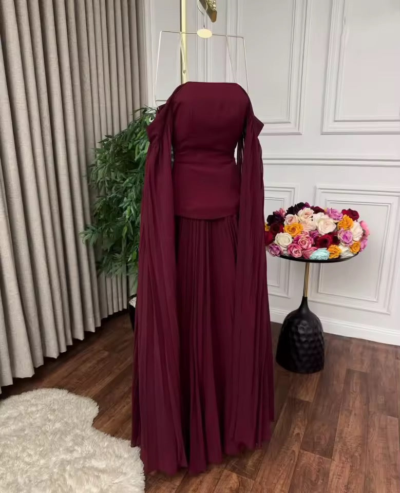 Off shoulder cape dress