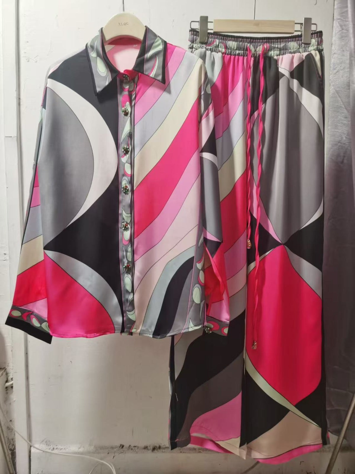 Satin printed co ord set