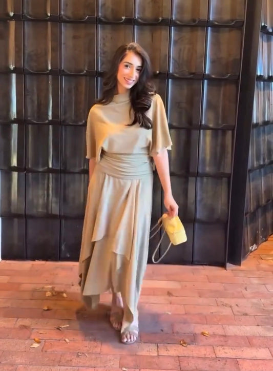 Asymmetrical skirt and top