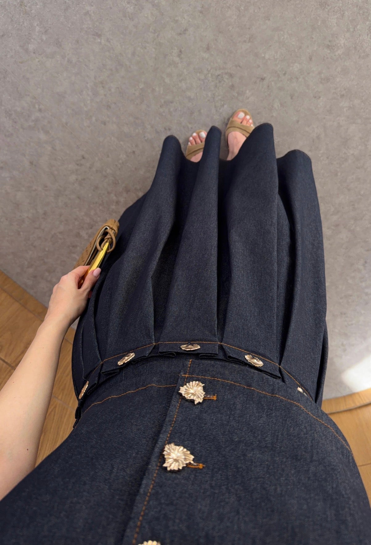 Denim metal button top and skirt co ord set
