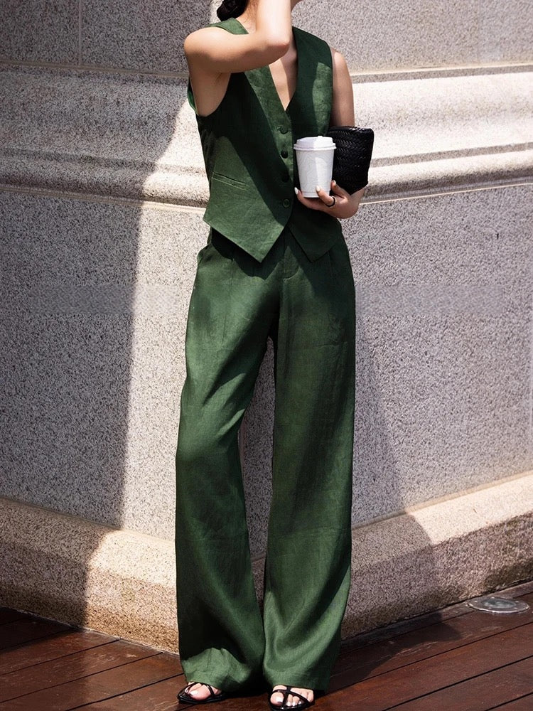 Linen waistcoat and pants suit