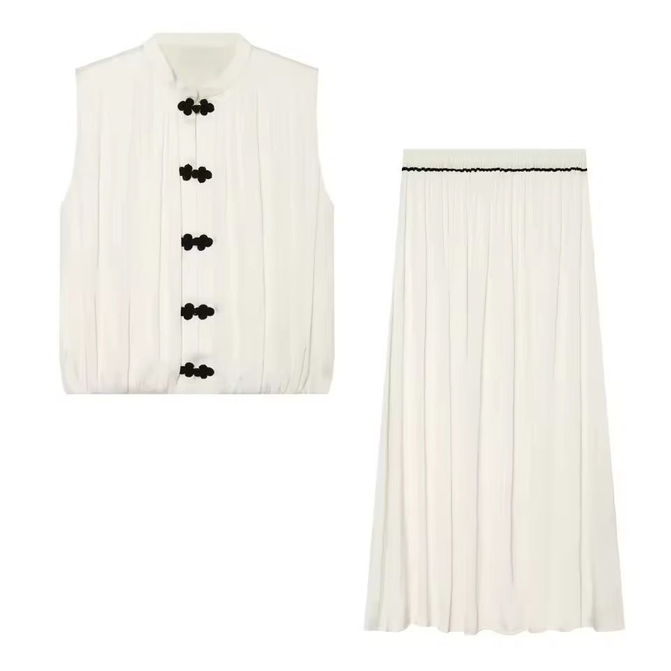 Mandarin top and skirt set