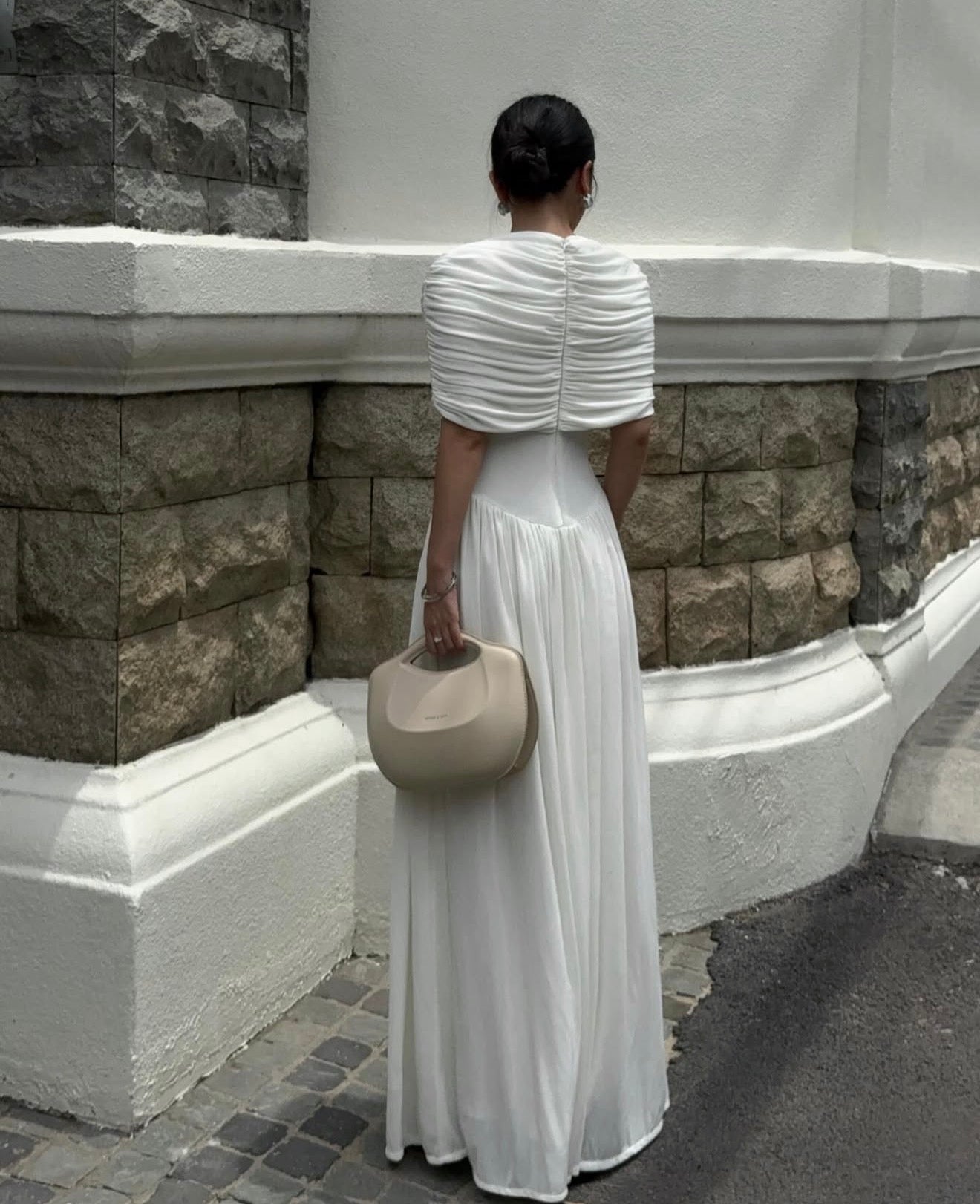 Draped knitted fitted dress