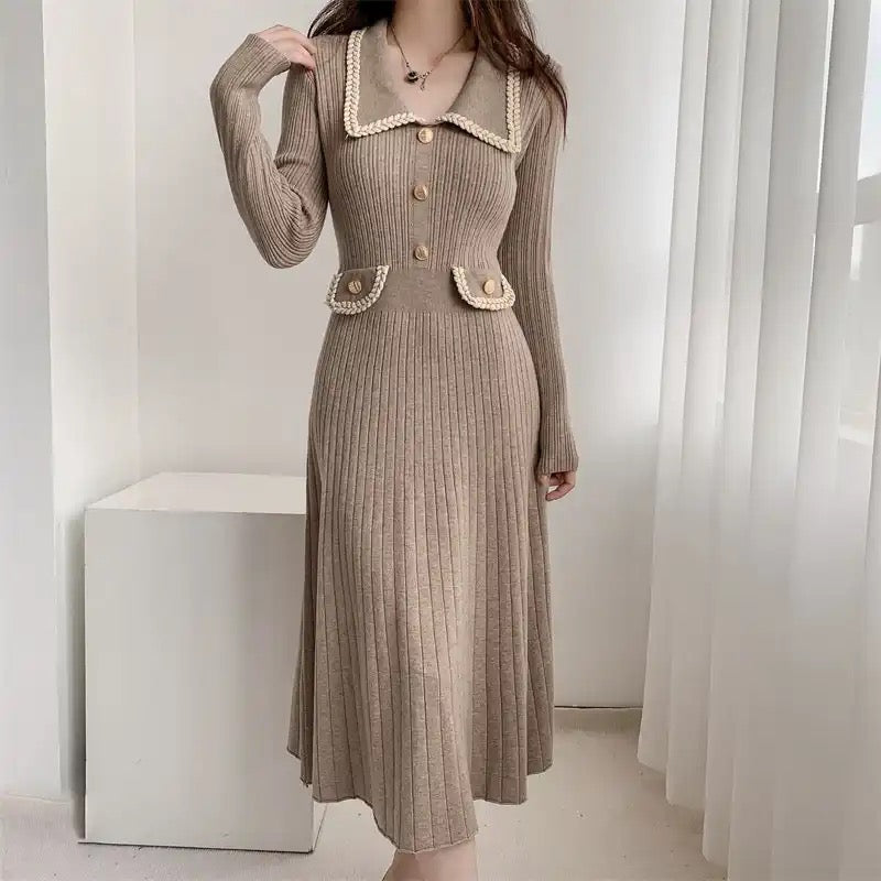 Collared knit dress