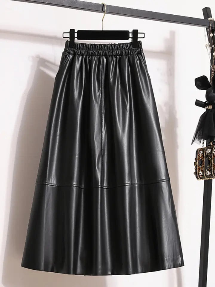 PU leather skirt