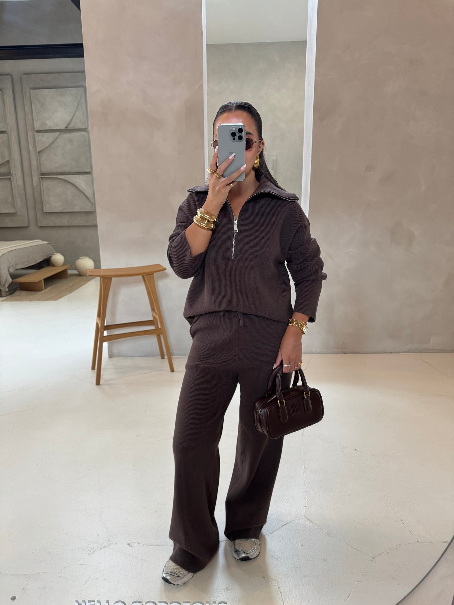 Knit zipper co ord set