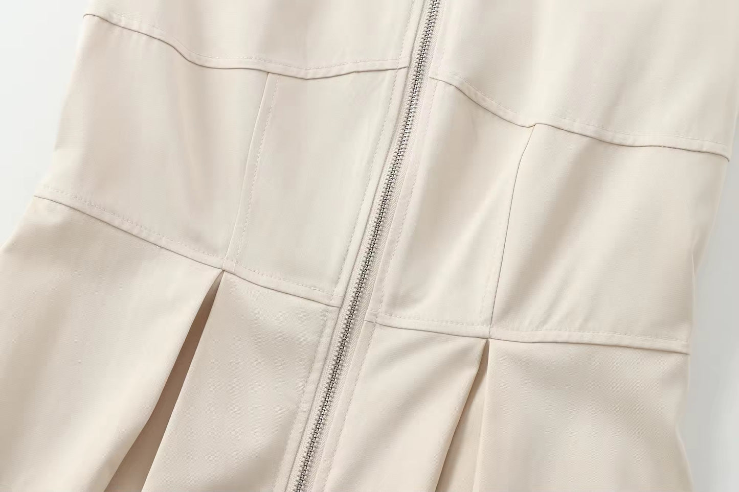 Zipper pleated long dress