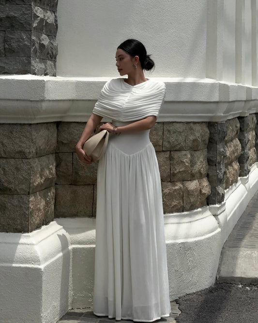 Draped knitted fitted dress