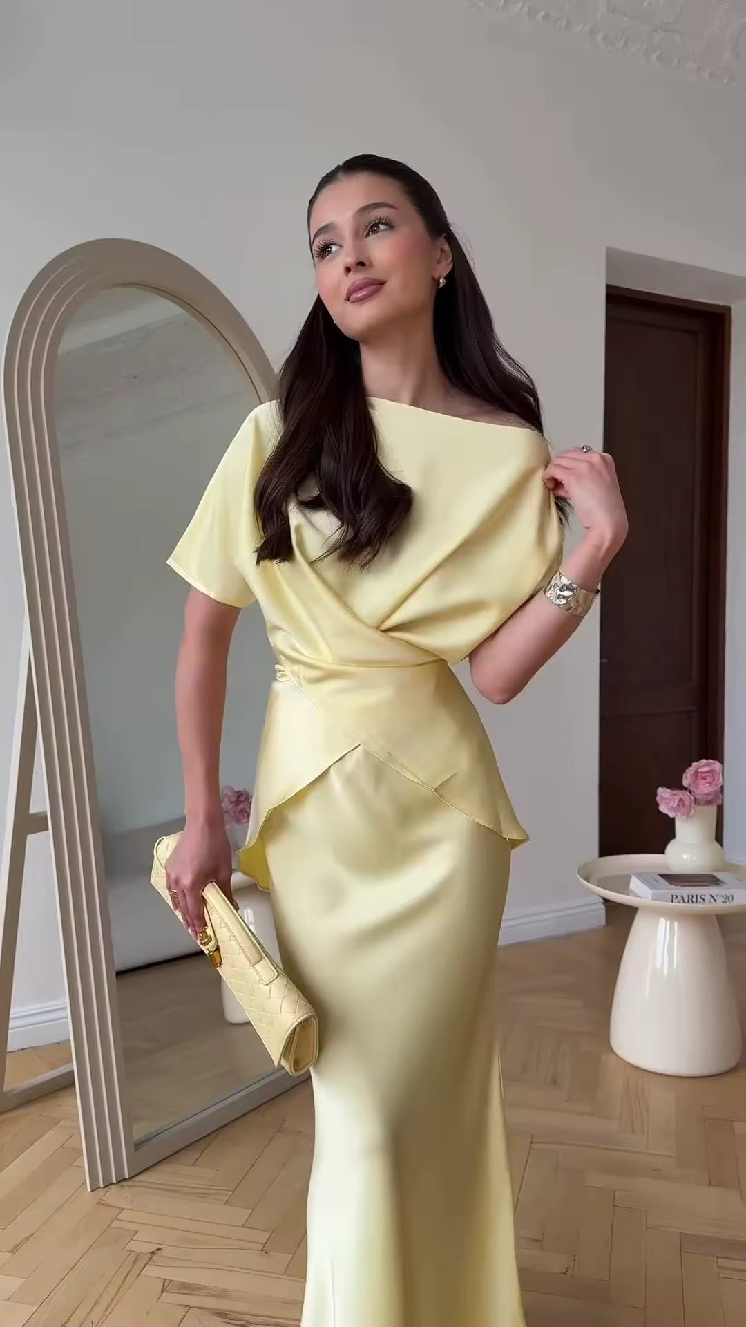 Belted shirt and skirt set