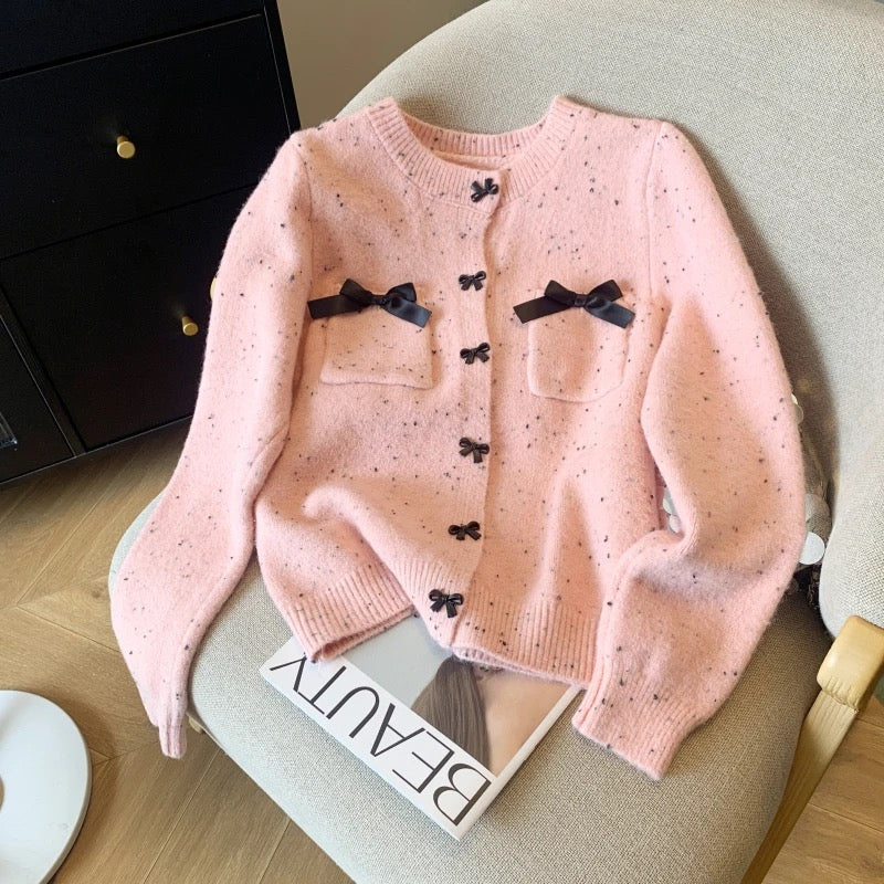 Bow knit cardigan