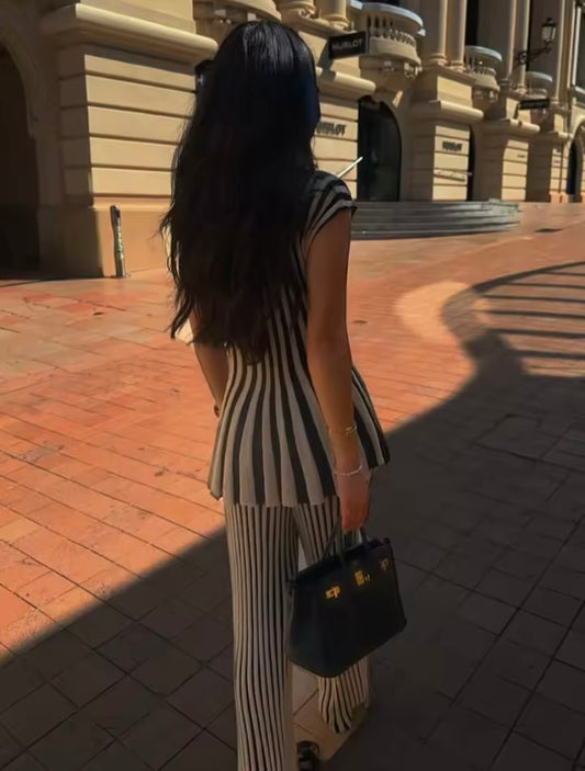Striped knit set