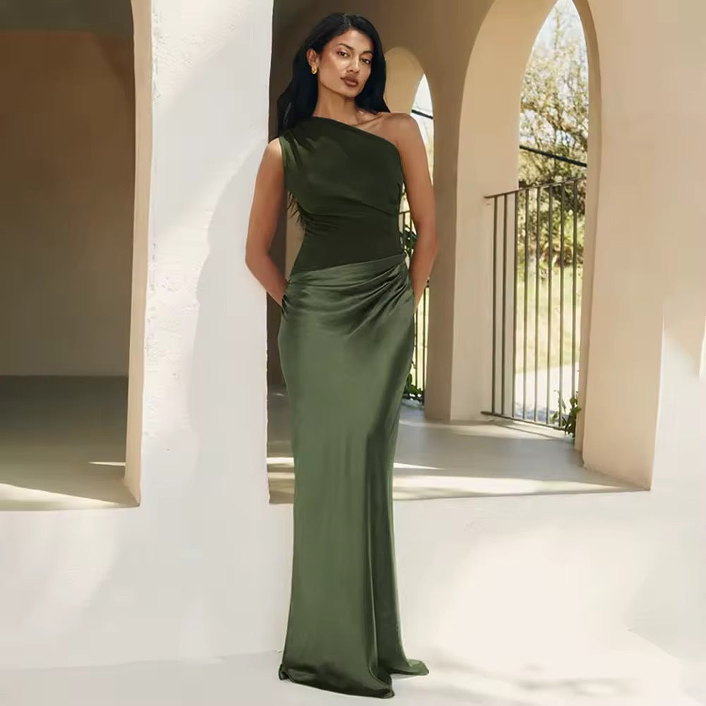 Slanted collar dress