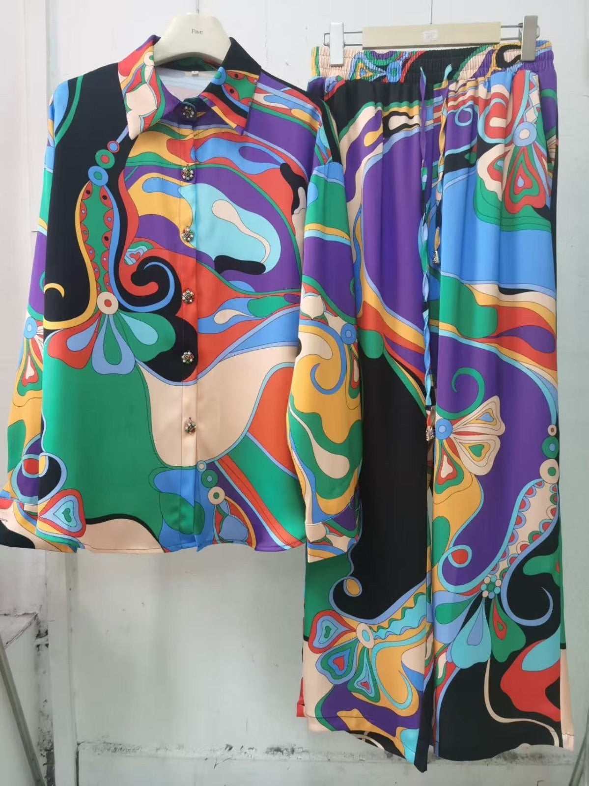 Satin printed co ord set