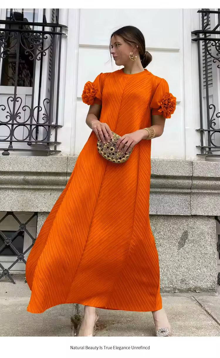 3D sleeve pleated dress