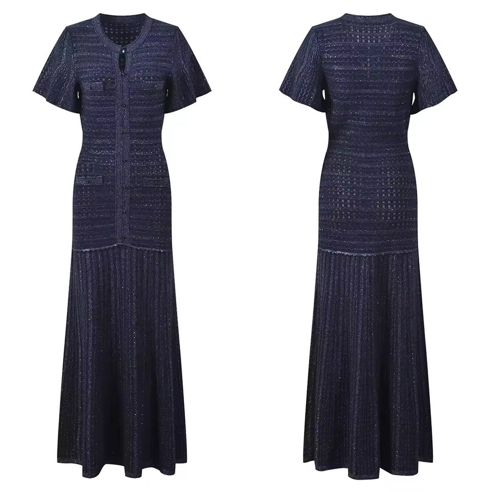 Metallic thread knit dress