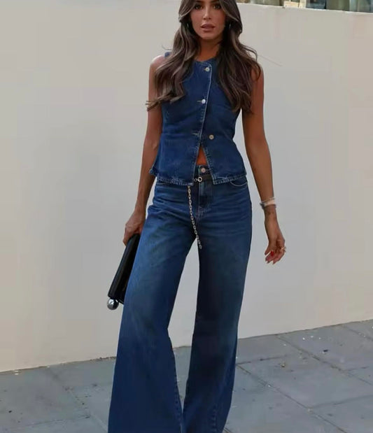 Denim waistcoat and pants set