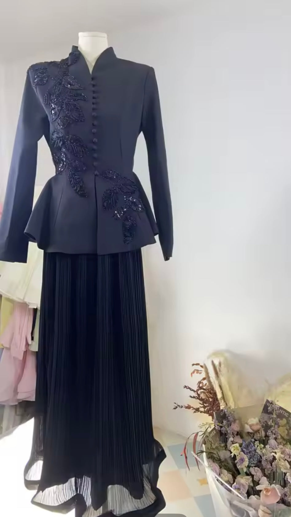 Embellished peplum set