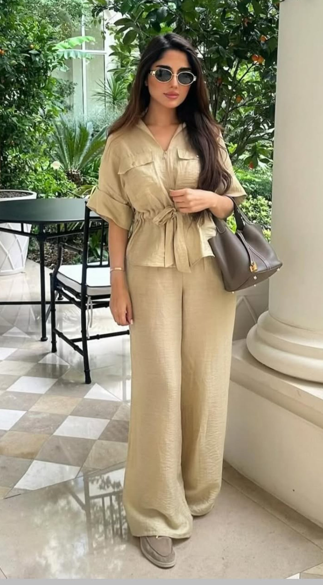 Drawstring waist zip co ord set