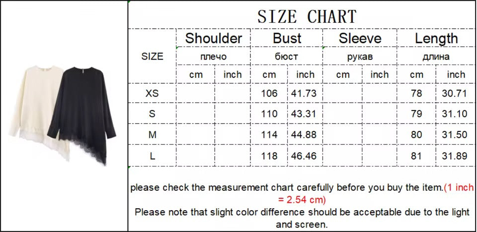 Asymmetrical lace hem blouse