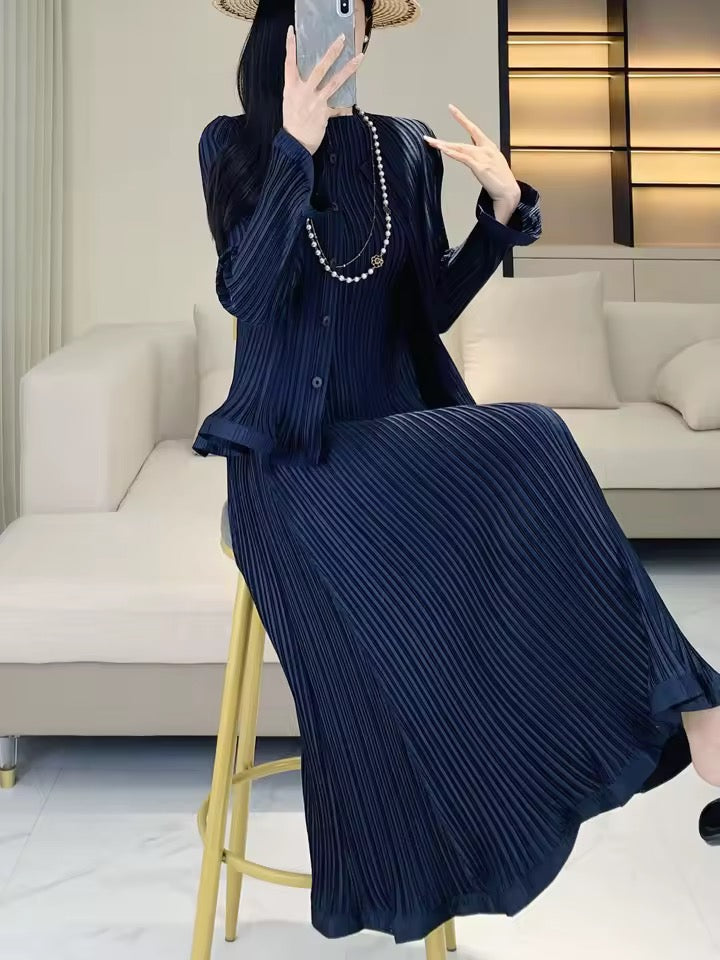 Pleated jacket & dress set