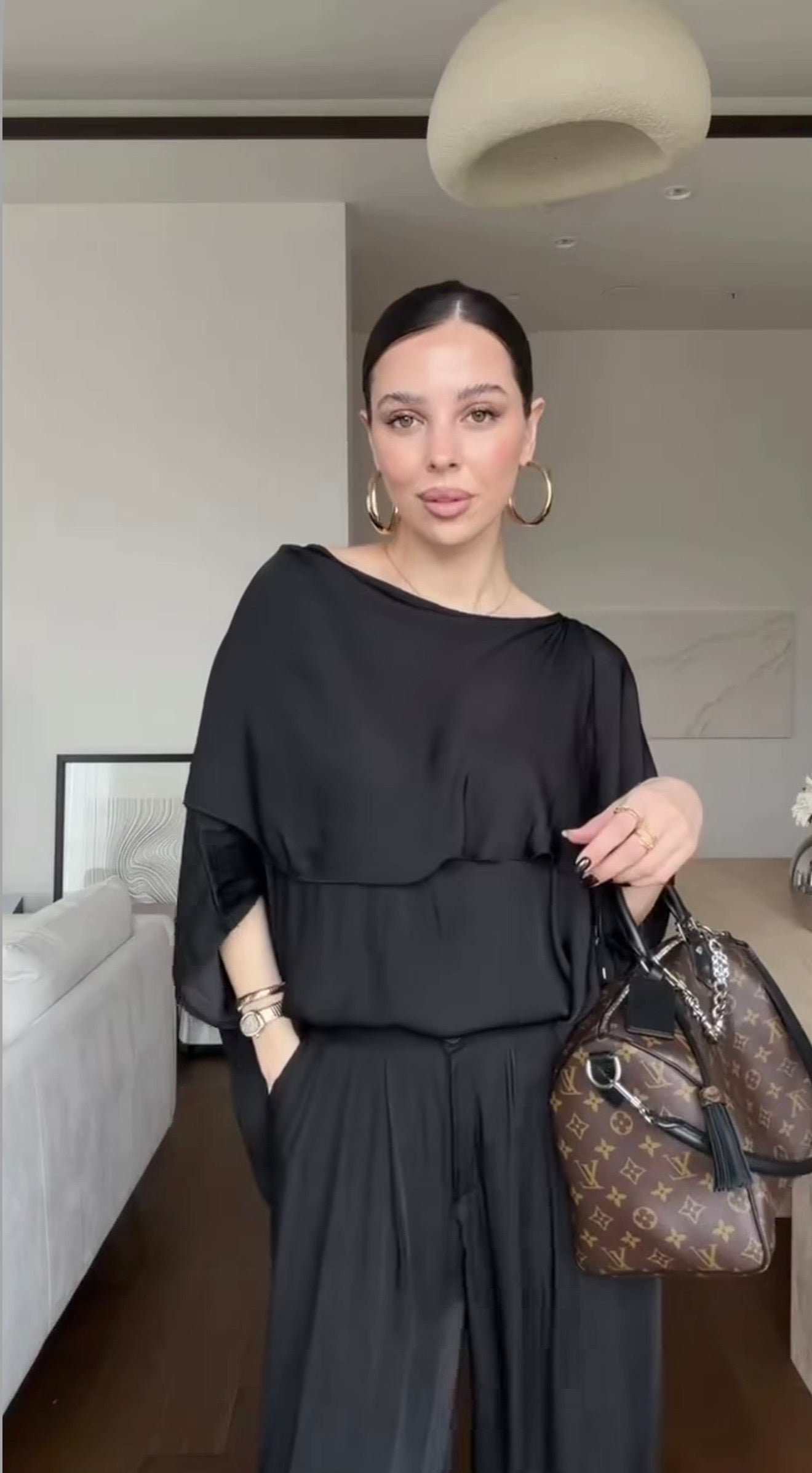 Ruffle blouse and pants set