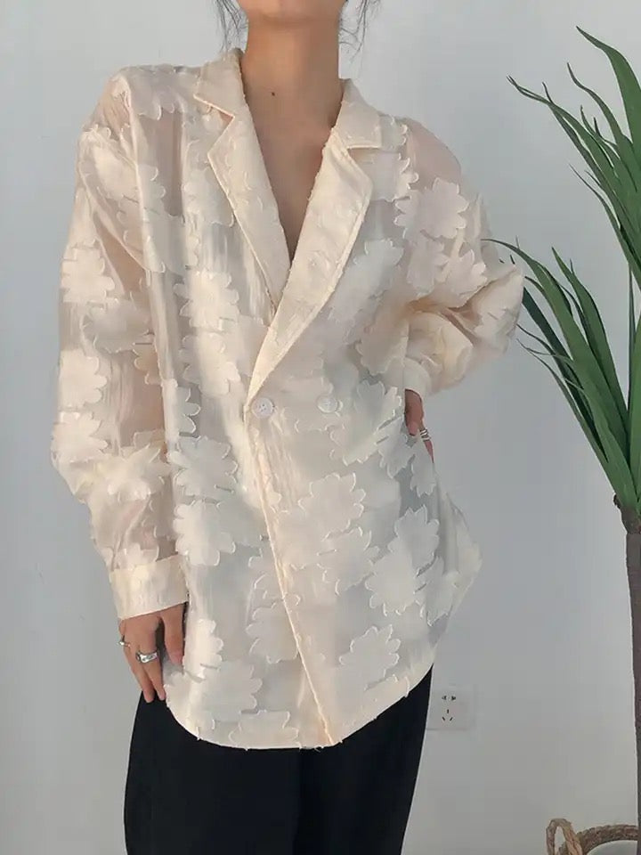 Jacquard embroidery blazer