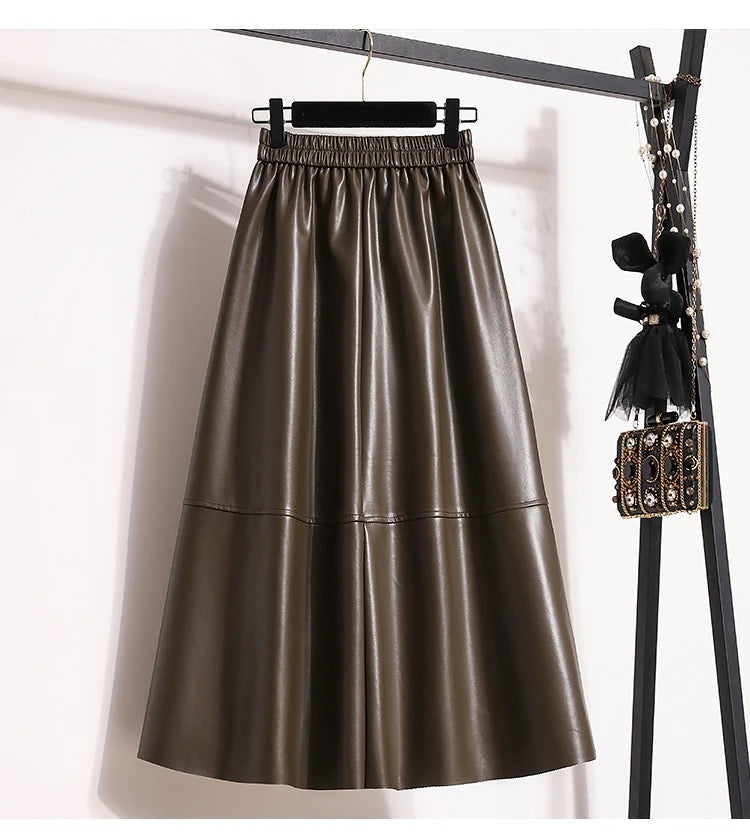 PU leather skirt