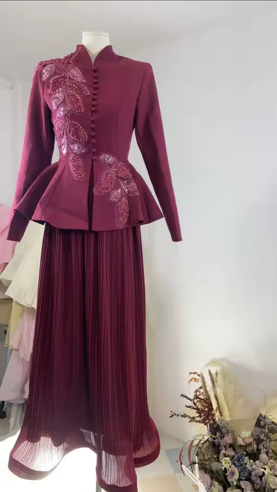Embellished peplum set