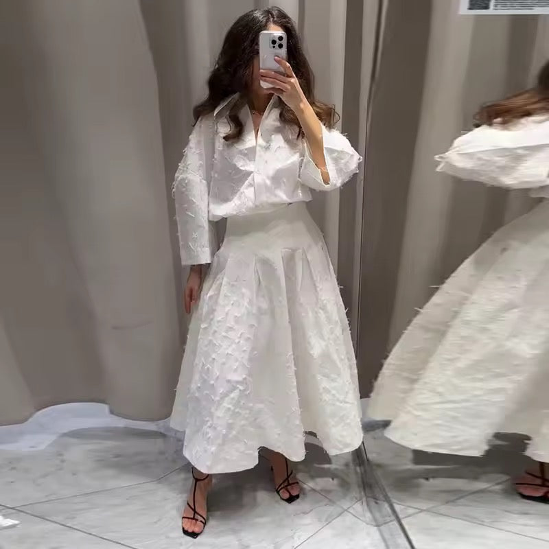 Appliqué blouse & skirt set