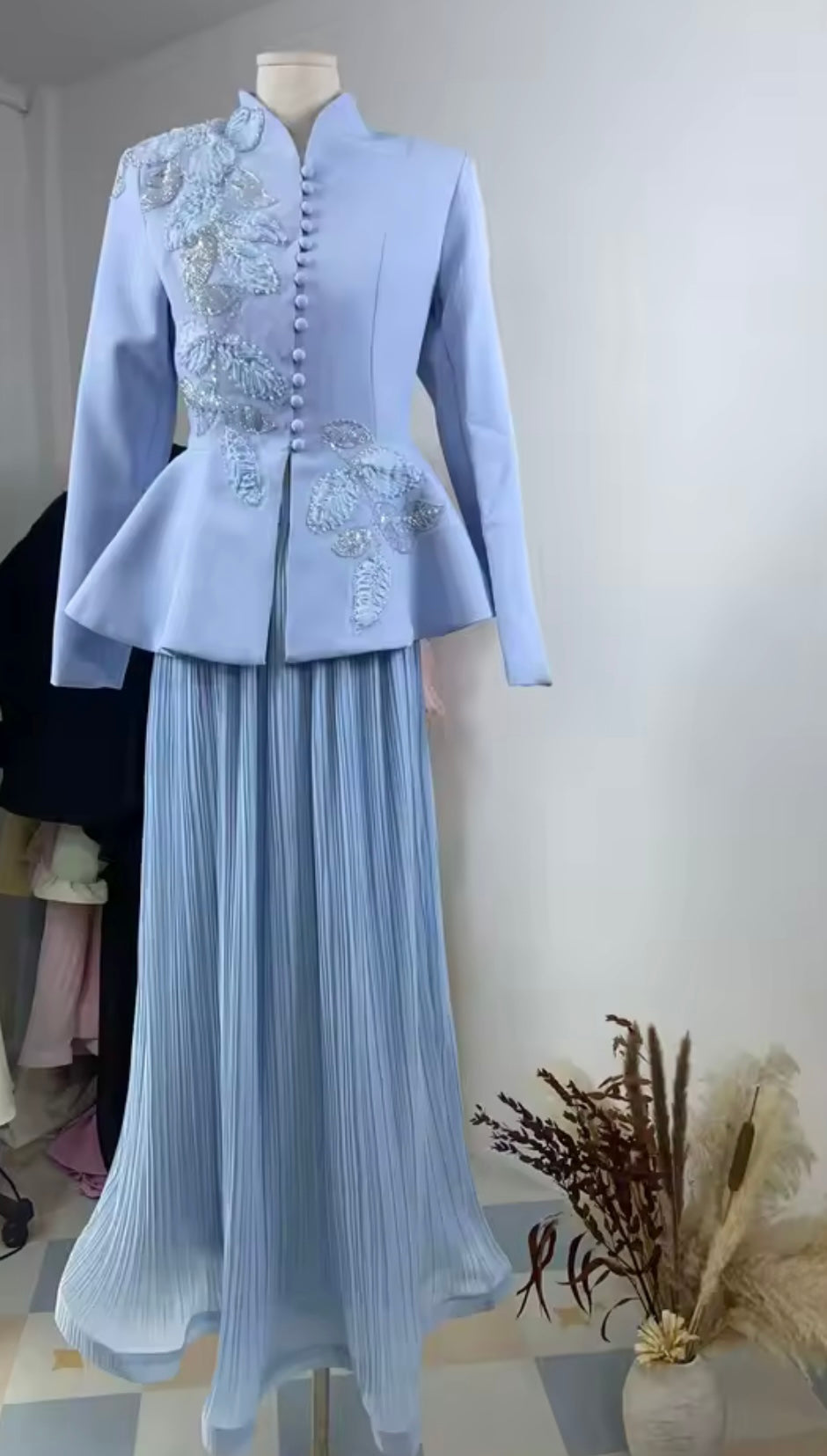 Embellished peplum set